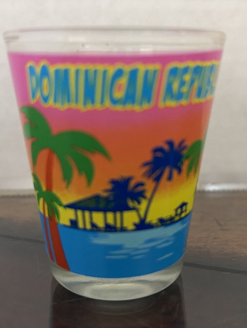 Dominican Republic Yellow Palms In-and-Out Shot Glass novelty